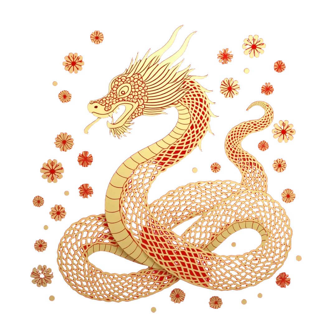 Golden Dragon and Cherry Blossoms